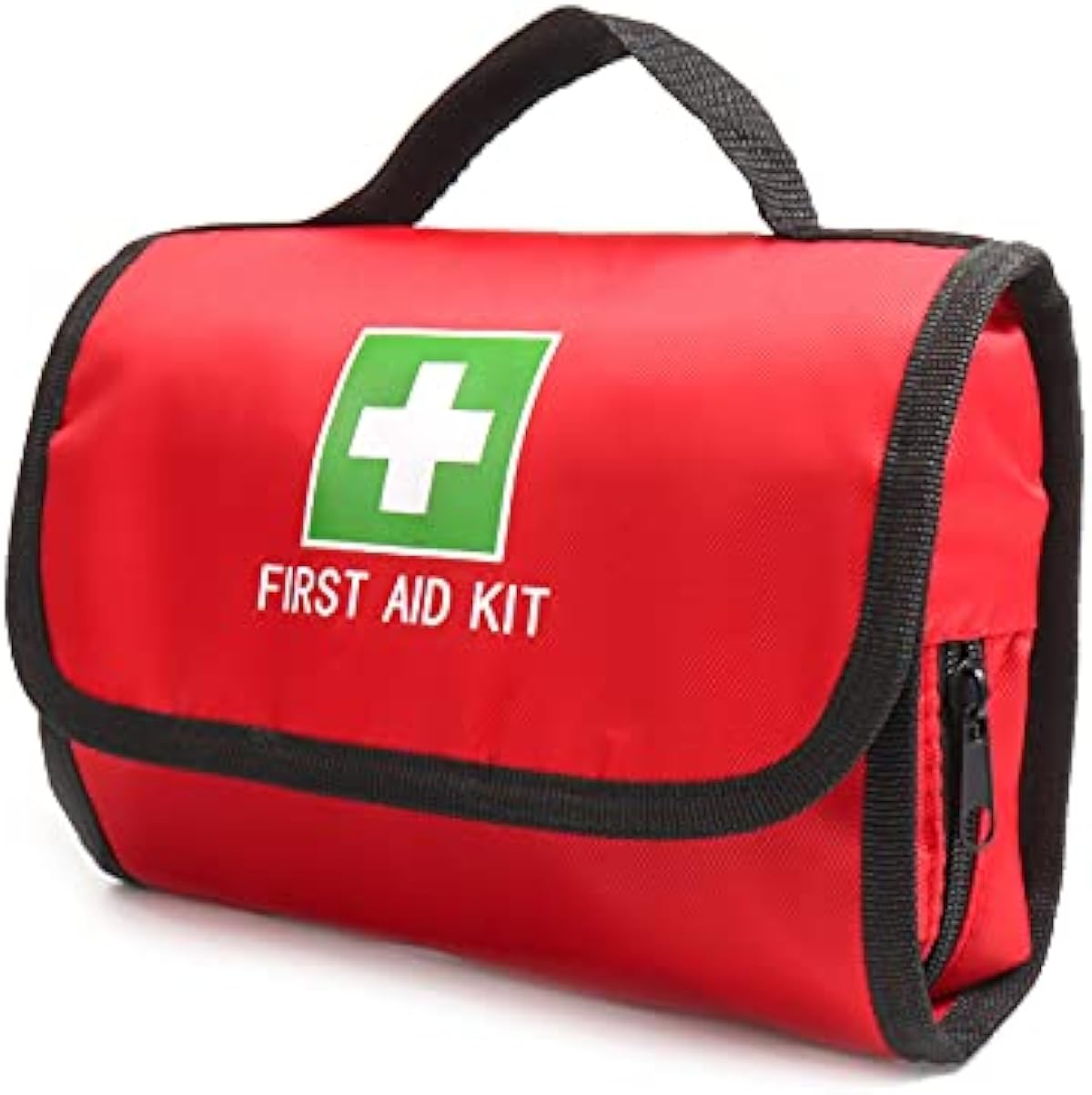 First Aid Bag Tote Empty Small First Aid Kit Bag Outdoor Travel Rescue Pouch First Responder Medicine Bag Pocket Container for Car Home Office Sport Outdoors (Red Foldable Green Print)