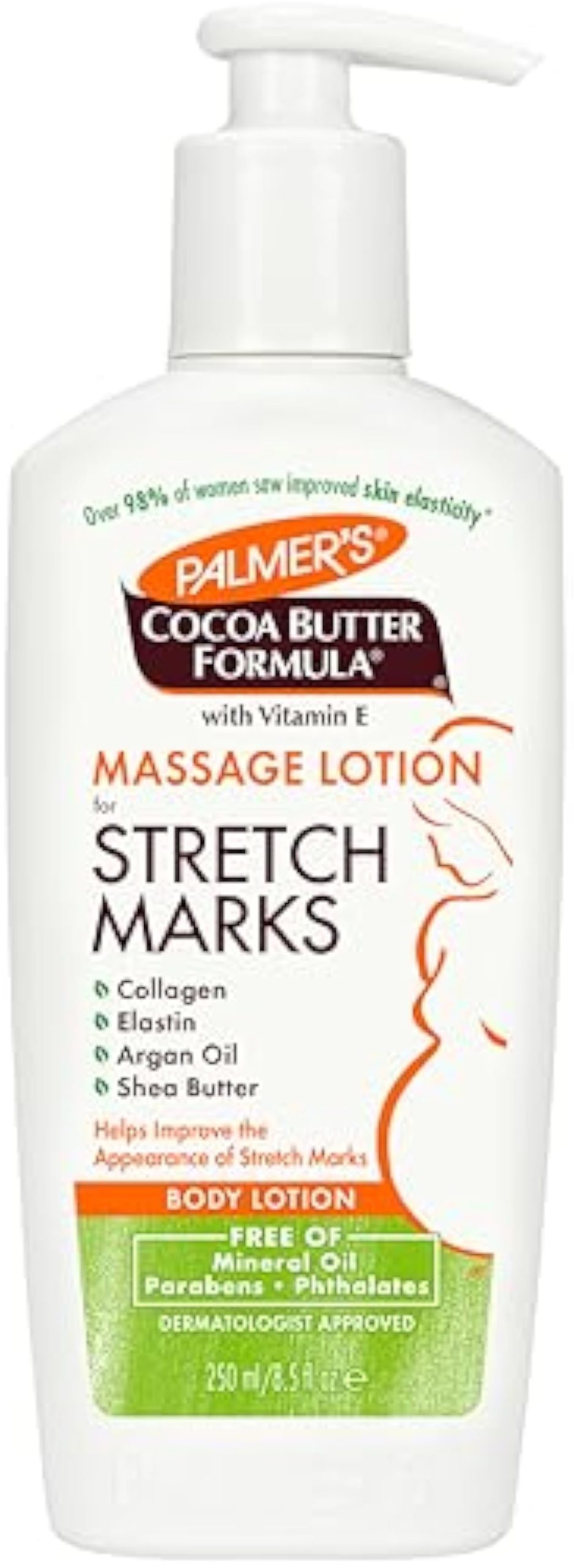 Palmer\'s Cocoa Butter Formula Massage Lotion For Stretch Marks, Pregnancy Skin Care, Belly Cream with Collagen, Elastin, Argan OIl and Shea Butter, 8.5 Ounces