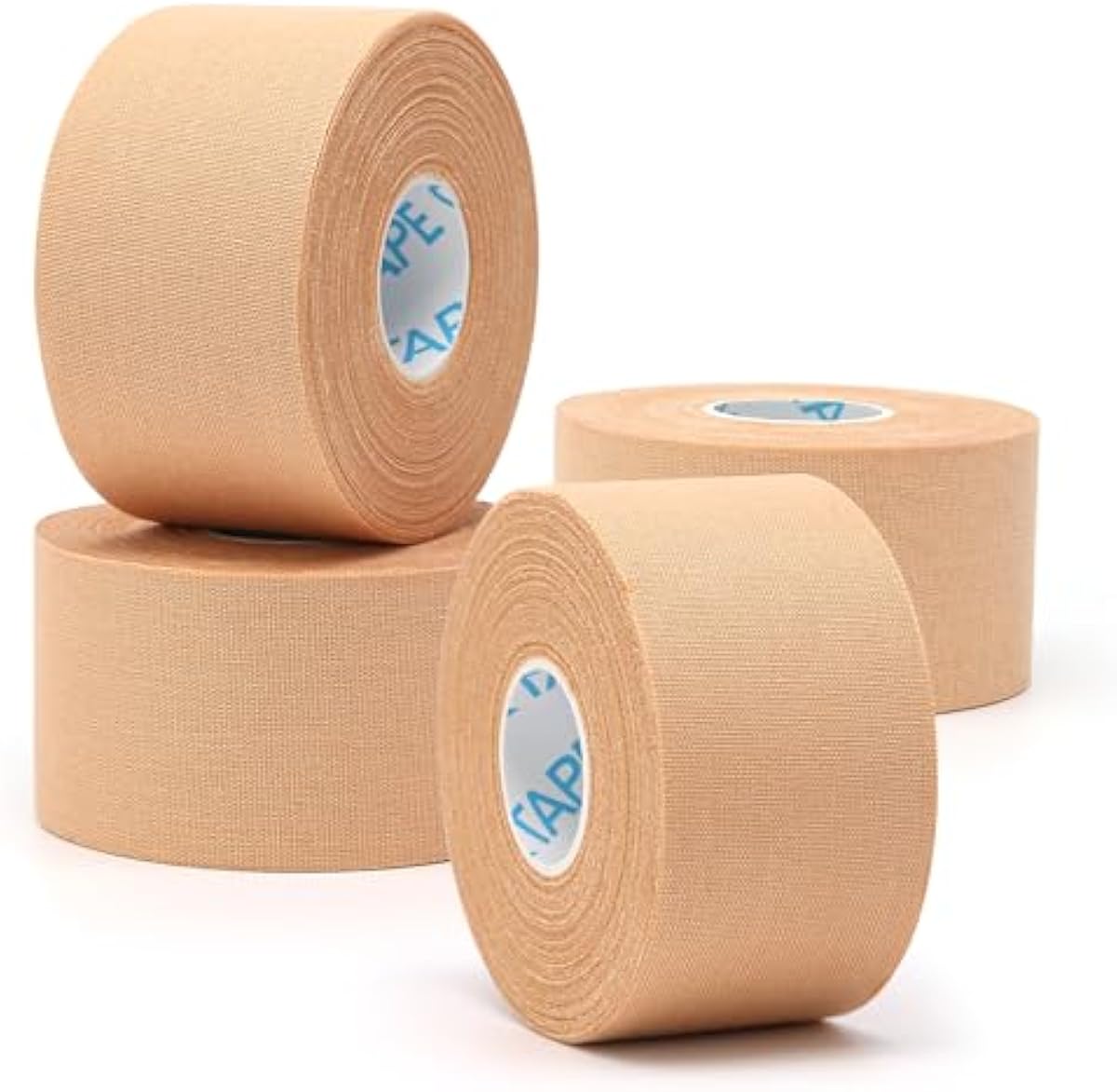 OK TAPE 4 Rolls Athletic Tape, Sports Tape for Injuries, Rigid, Easy Tear Medical Tape, Wrist Tape, No Sticky Residue | Secure Ankle, Finger, Knee- 1.5inch x 15yards (Beige)