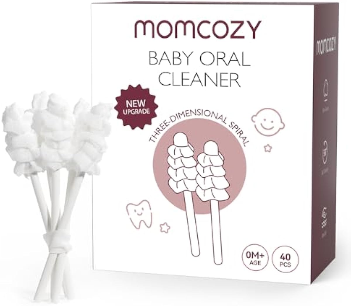 Momcozy Baby Tongue Cleaner Gauze, Baby Toothbrush Disposable Oral Cleaner, Toddler Toothbrush for Tooth Mouth Gum Clean, Infant Toothbrush Oral Cleaning Stick, Baby Oral Cleaner Newborn, 40 Count