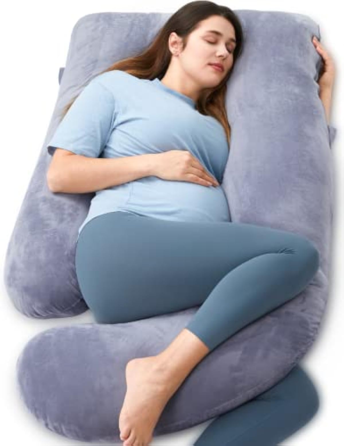 Momcozy Pregnancy Pillows for Sleeping, U Shaped Full Body Maternity Pillow with Removable Cover - Support for Back, Legs, Belly, HIPS for Pregnant Women, 57 Inch Pregnancy Pillow for Women, Grey