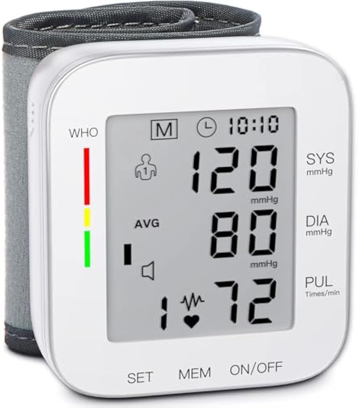 MMIZOO Wrist Blood Pressure Monitor Large LCD Display BP Machine Adjustable Cuff 5.31-7.68 inch Automatic 99x2 Sets Memory with Carrying Case for Home Use (W1681)