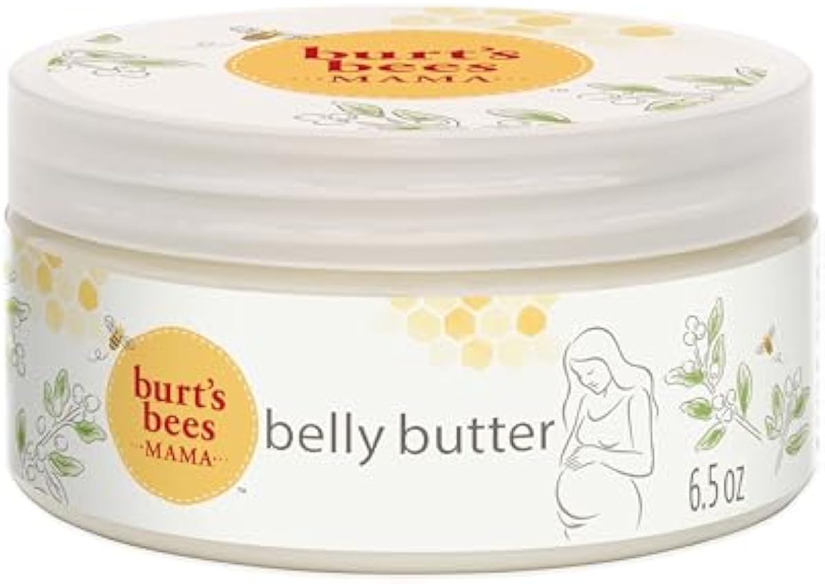 Burt\'s Bees Mama Belly Butter, Stretch Mark Cream for Pregnancy Massages Body & Reduces Scar Appearance, Prenatal & Postnatal Tummy Skin Care, Shea Butter & Vitamin E Rich Formula, 6.5 Oz Tub