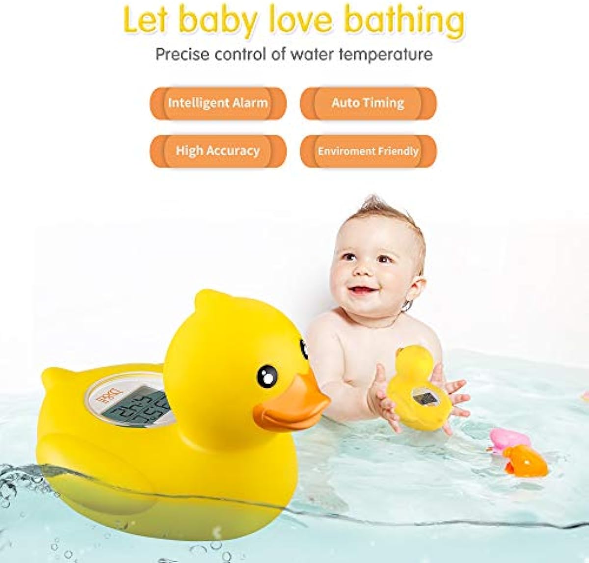 b&h Baby Thermometer, The Infant Baby Bath Floating Toy Safety Temperature Water Thermometer (Classic Duck)