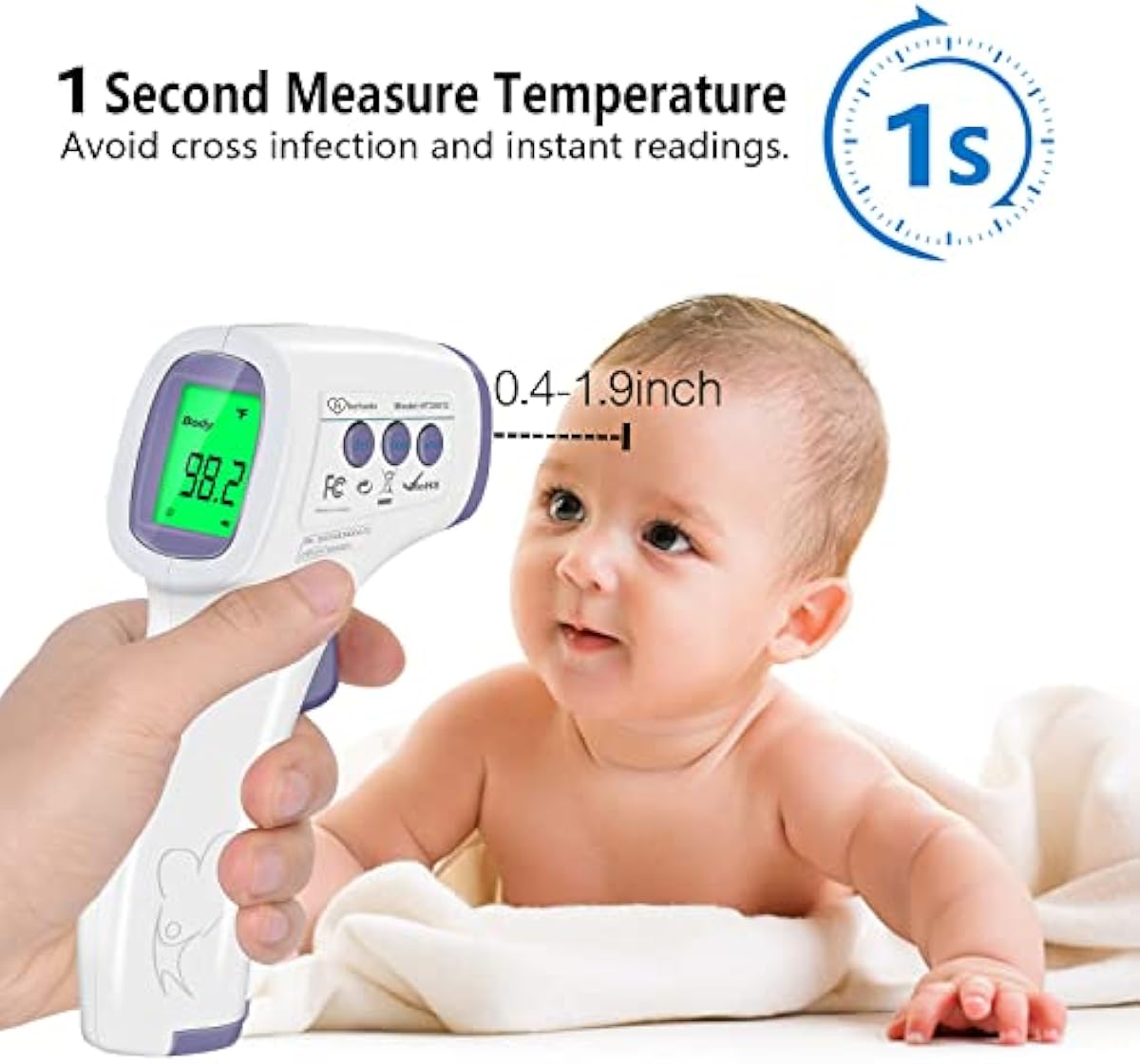 Digital Thermometer for Adults and Kids, No Touch Forehead Thermometer for Baby, 2 in 1 Body Surface Mode Infrared Thermometer with Fever Alarm and Instant Accuracy Readings