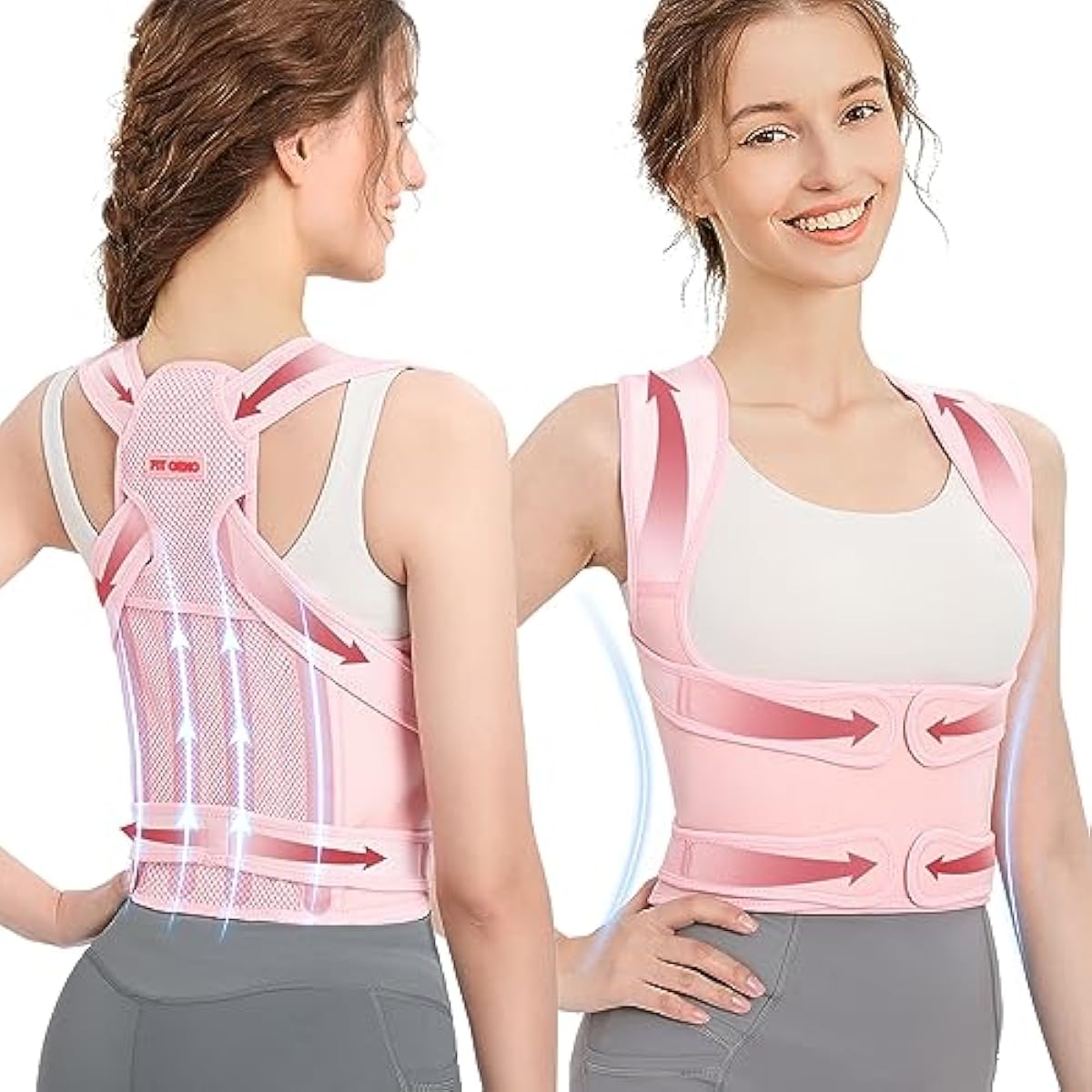 Fit Geno Back Brace Posture Corrector for Women: Shoulder Straightener Adjustable Full Back Support Upper and Lower Back Pain Relief - Scoliosis Hunchback Hump Thoracic Spine Corrector Large