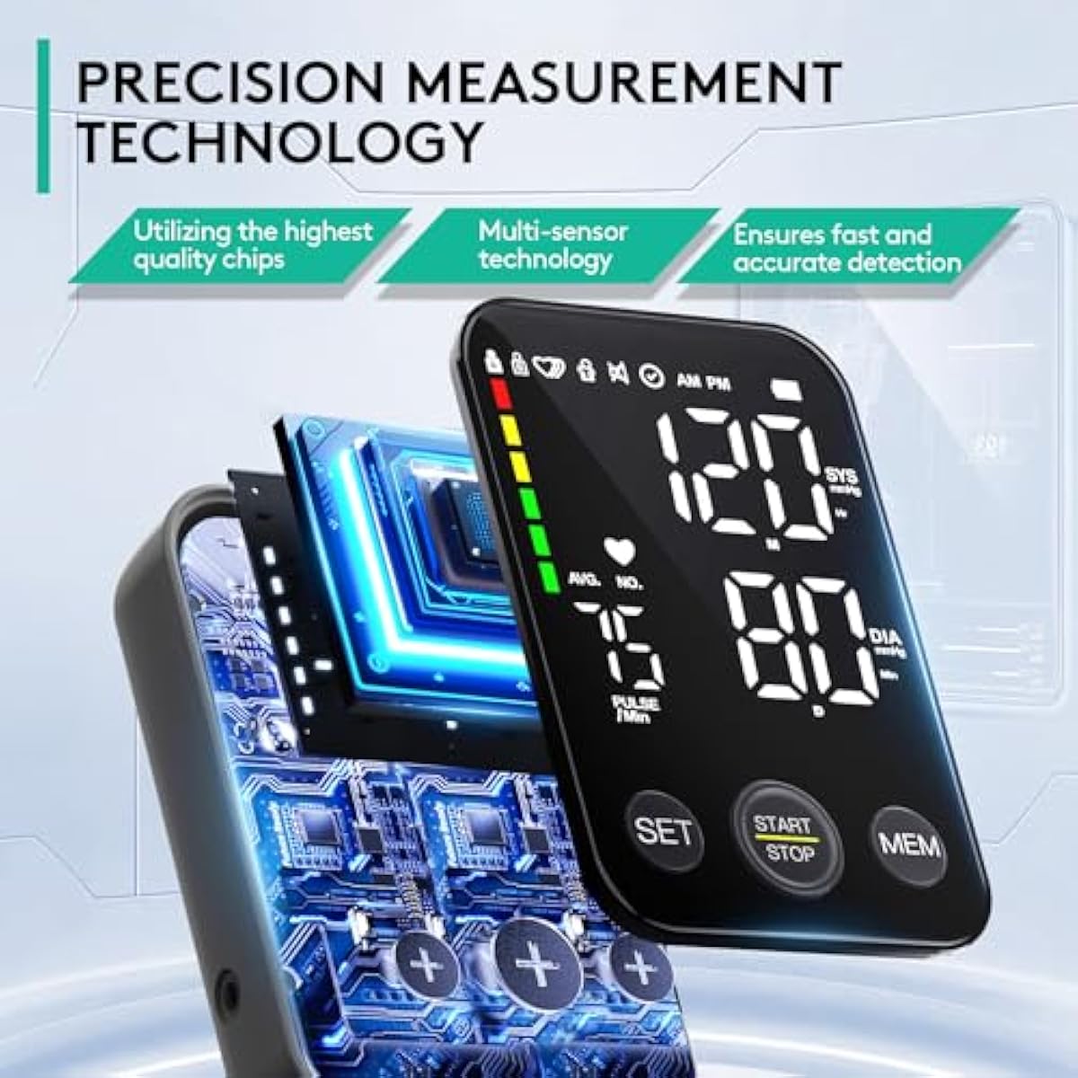 Blood Pressure Monitor Upper Arm Monitors for Home Use BP Machine with 2x120 Reading Memory Adjustable Arm Cuff 8.7\"-15.7\" Large Display with LED Background Light Storage Bag