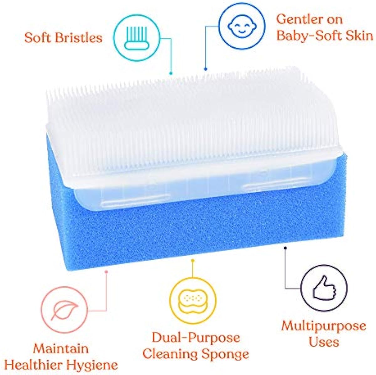 Special Supplies (12 Pack) Baby Bath Sponges Soft Foam Scrubber with Cradle Cap Bristle Brush - Body, Hair, and Scalp Cleaning - Gentle on Infant, Toddler Sensitive Skin - Great Sensory Feel