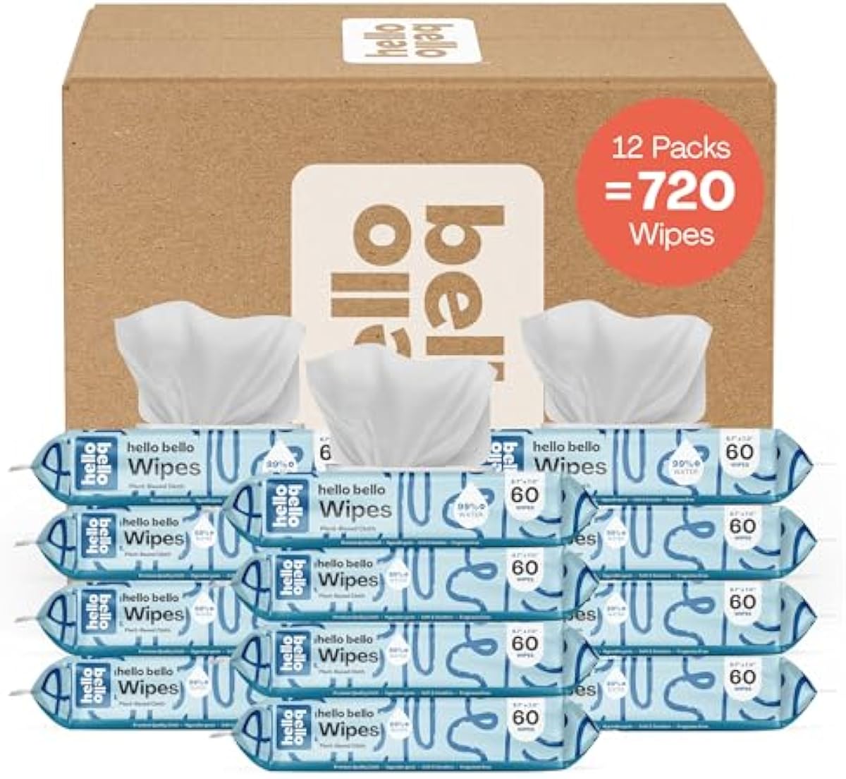 Hello Bello Extra Gentle Unscented Baby Wipes, Plant Based, Made with 99{6f6cc4b934f8e377c4879efbcd81be2361c520071418b2308956a12a2274c432} Water and Aloe for Babies and Kids, 720 Count