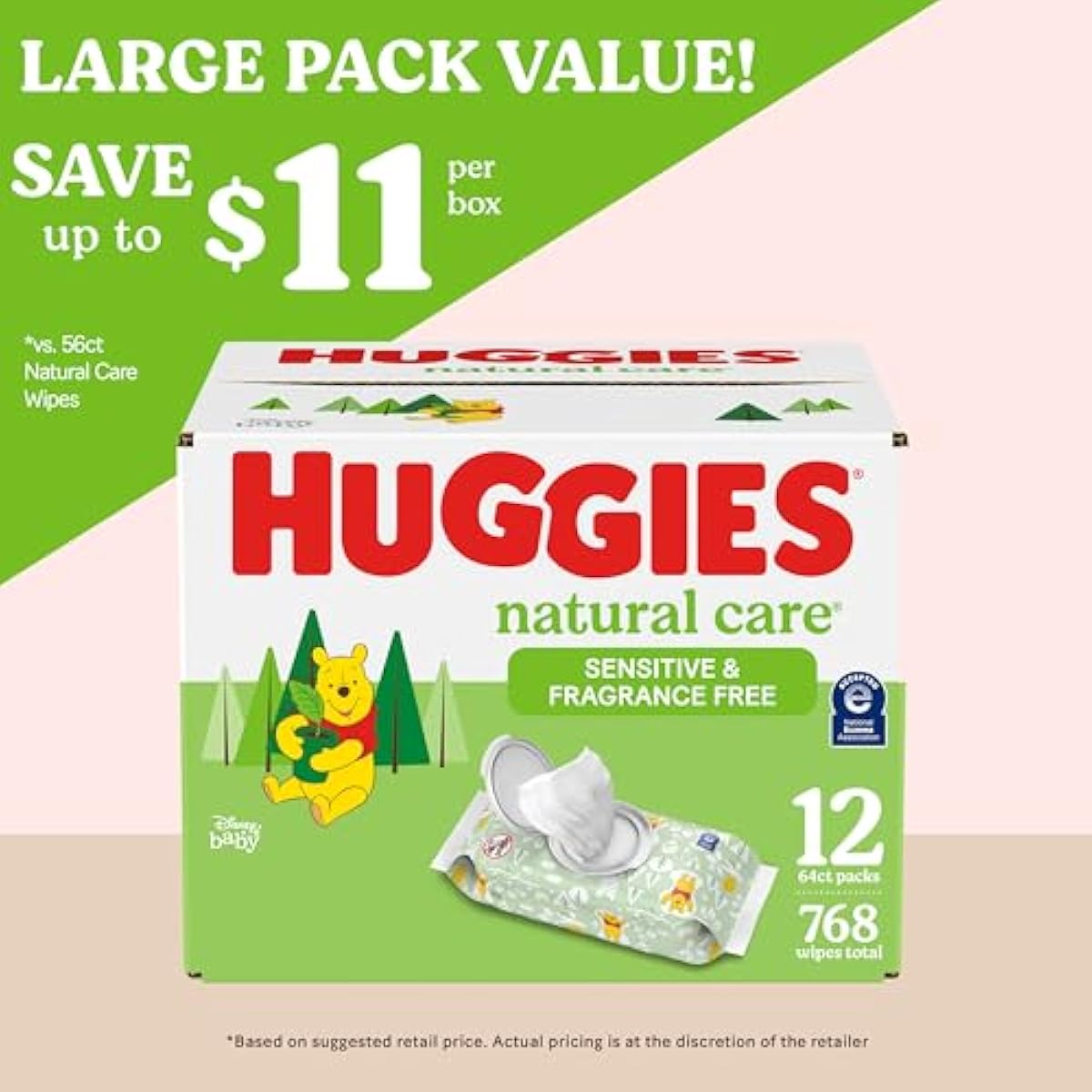 Huggies Natural Care Sensitive Baby Wipes, Unscented, Hypoallergenic, 99{0b81247e3acbc2c055e32ce816061c7bfc3b136141e1734906f1953877420aac} Purified Water, 12 Flip-Top Packs (768 Wipes Total), Packaging May Vary