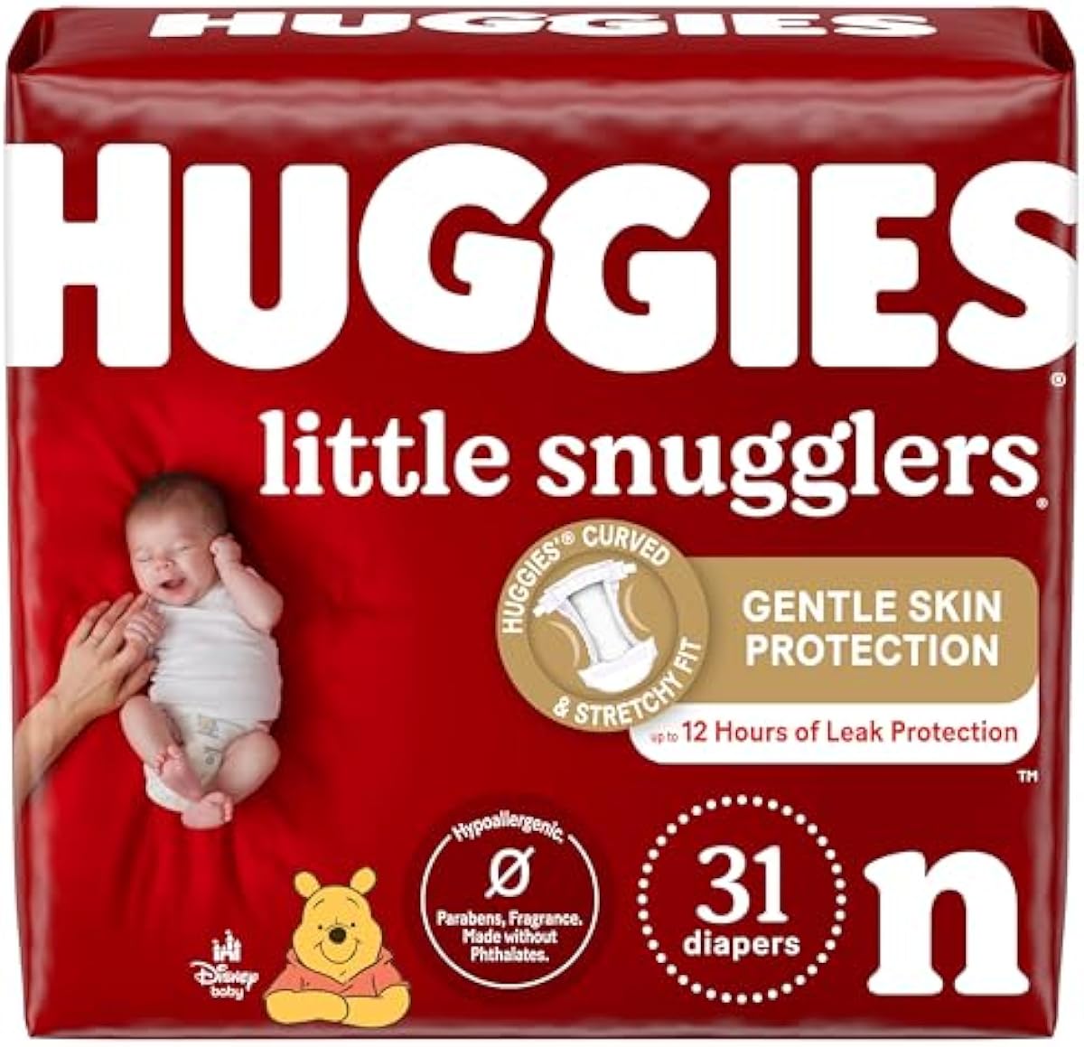 Huggies Little Snugglers Baby Diapers, Size Newborn (up to 10 lbs), 31 Ct, Newborn Diapers