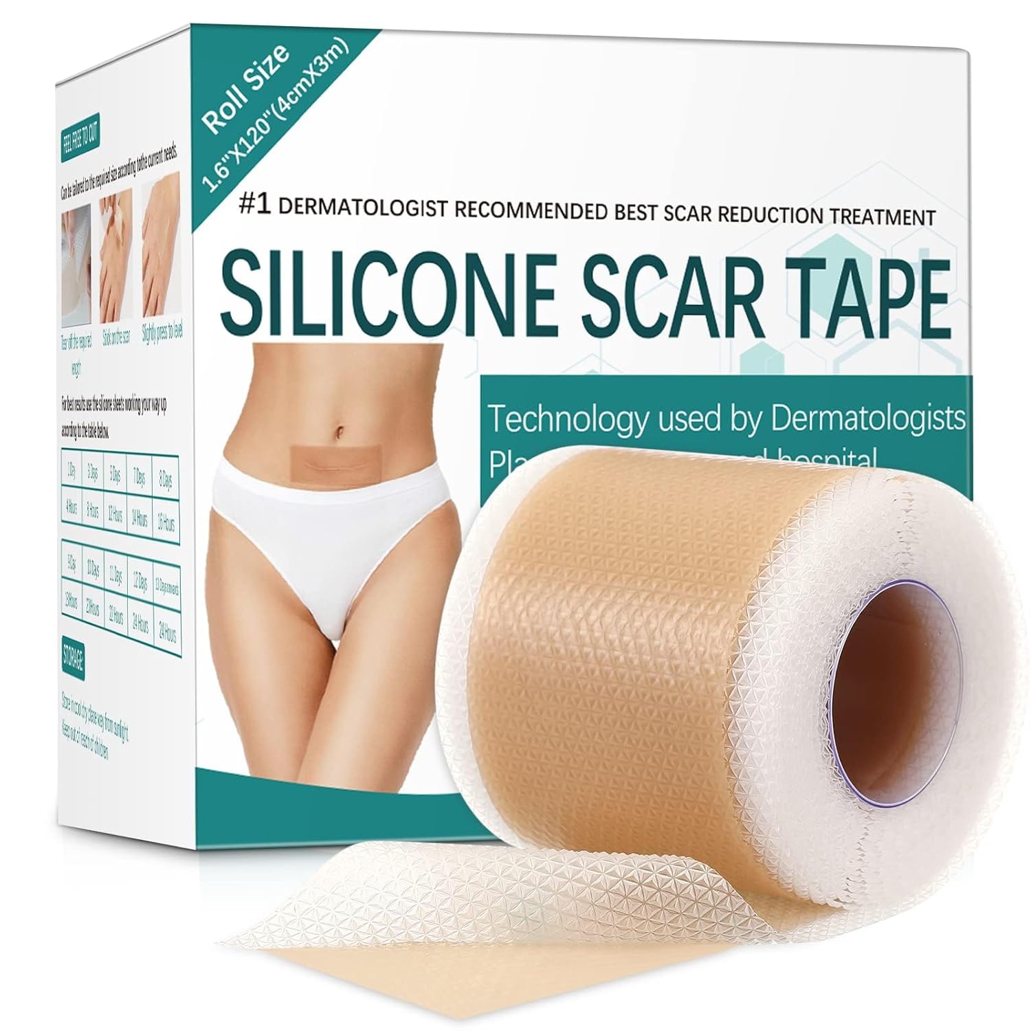 Silicone Scar Sheets & Tape (1.6"x120") for Scar Removal