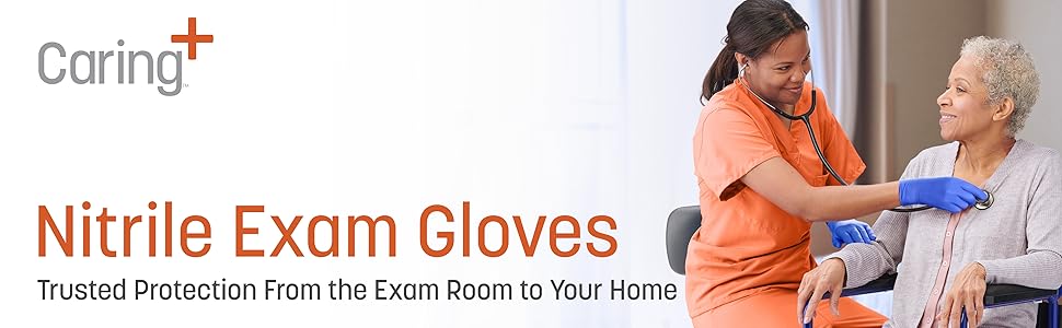 Caring Nitrile Exam Gloves