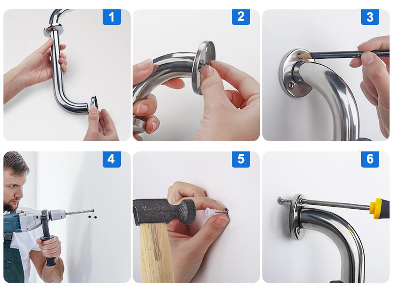 Shower grab bar installation step