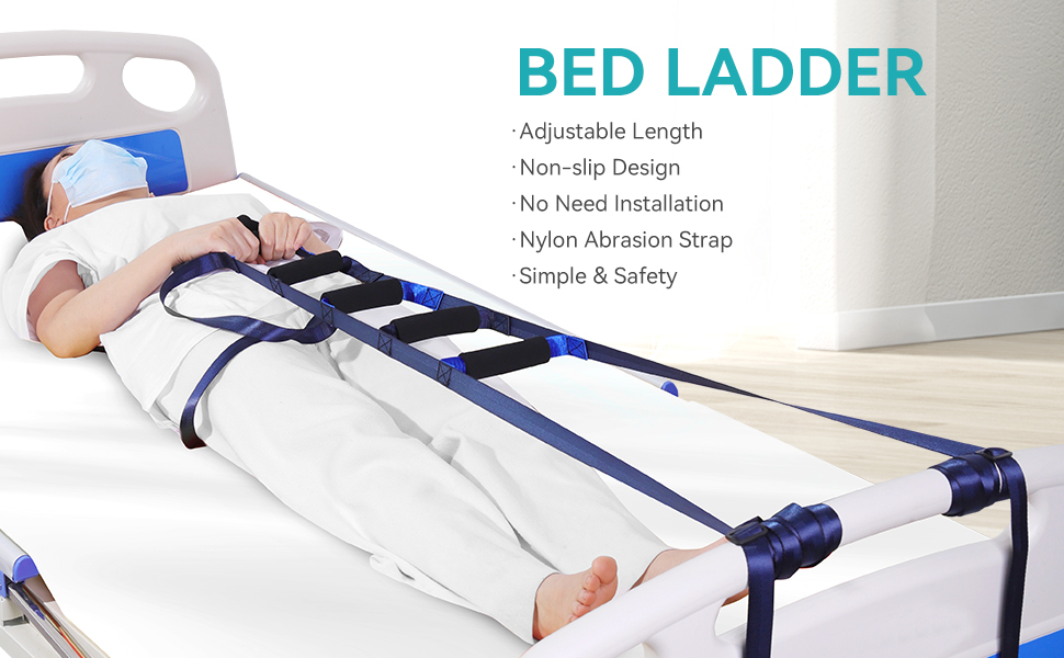 Bed Ladder Assist, Pull up Helper and Sit up Helper with Handle Grips Bed Ladder Assist Strap