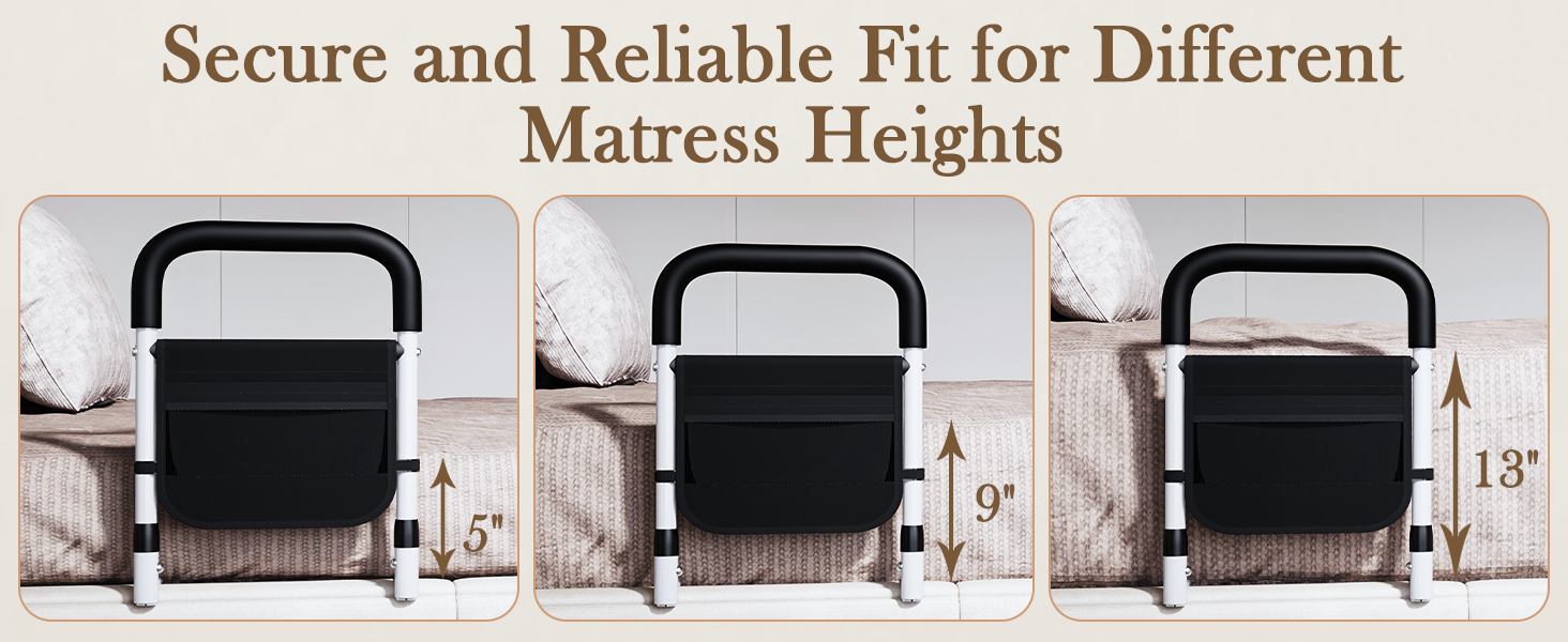 Bed rails fit various bed sizes: twin, full, queen, king