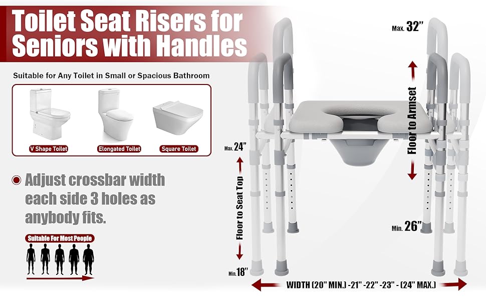 Raised Toilet Seat, bedside commode chair, Toilet Seat Riser