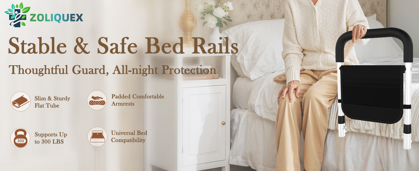 Heavy-duty bed rail with strong alloy steel frame