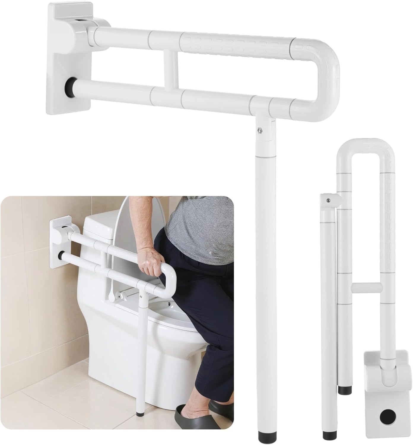 Foldable Stainless Steel Grab Bars for Toilet Safety – 350lbs